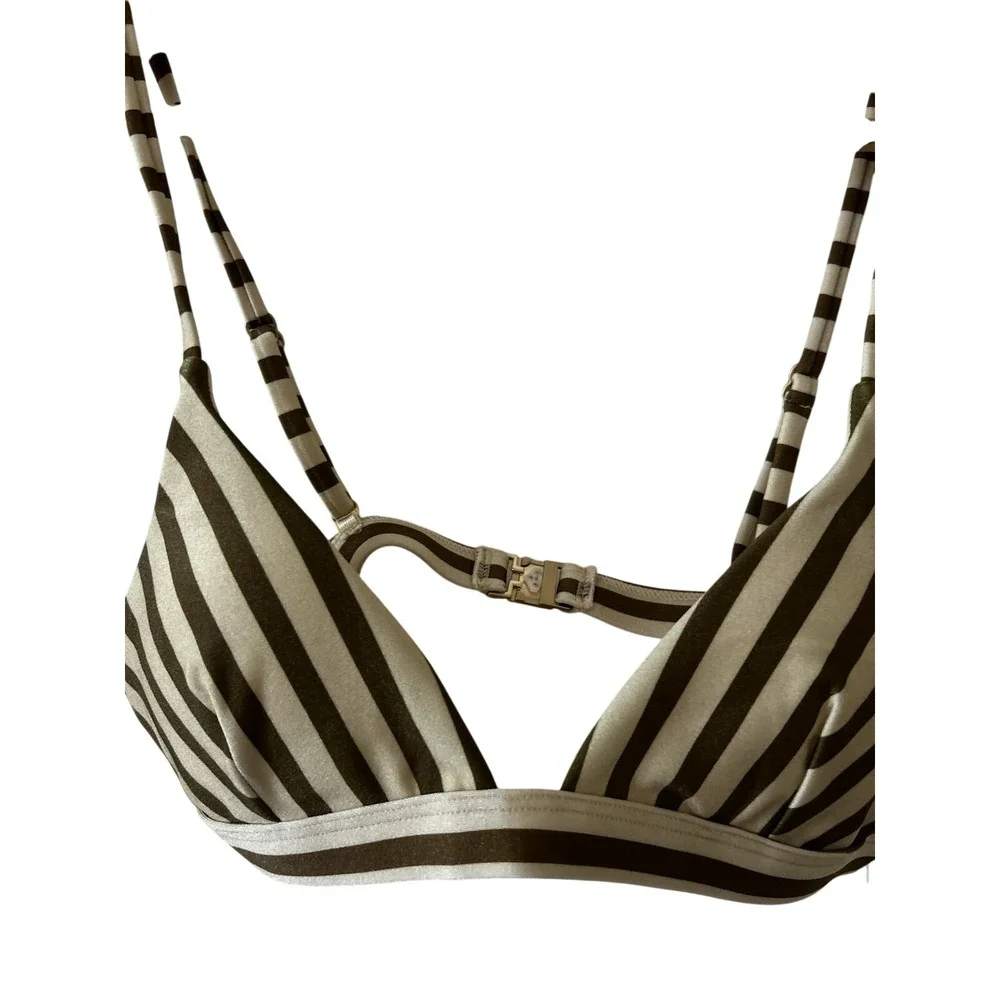 Tigerlily Verena Jenna Tri Top Bikini Chocolate Stripe XS NEW‎